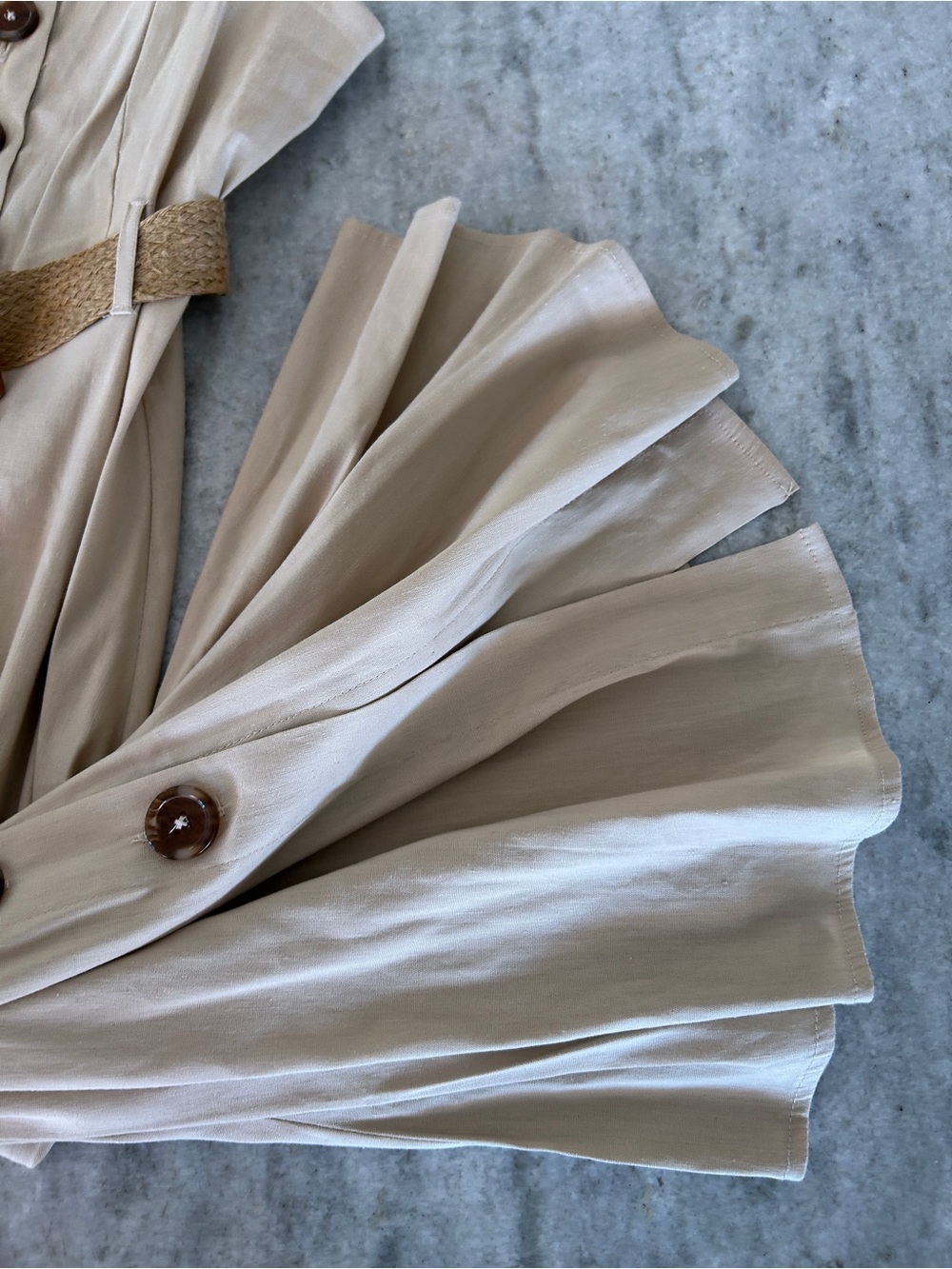 Forever 21 Contemporary Beige/Tan Button-Front Sundress with Woven Belt Size S - Picture 4 of 9